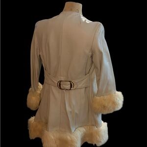 Vtg 70s White Leather Penny Lane Afghan Coat Fur Boho Mod Jacket Sz 10 *AS IS*